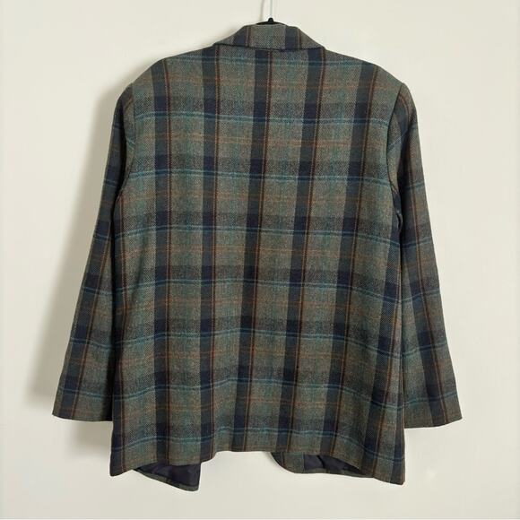 Vintage Wool Blend Sag Harbor Dark Academia Plaid Preppy Oversized Blazer Sz 16 - Picture 6 of 7